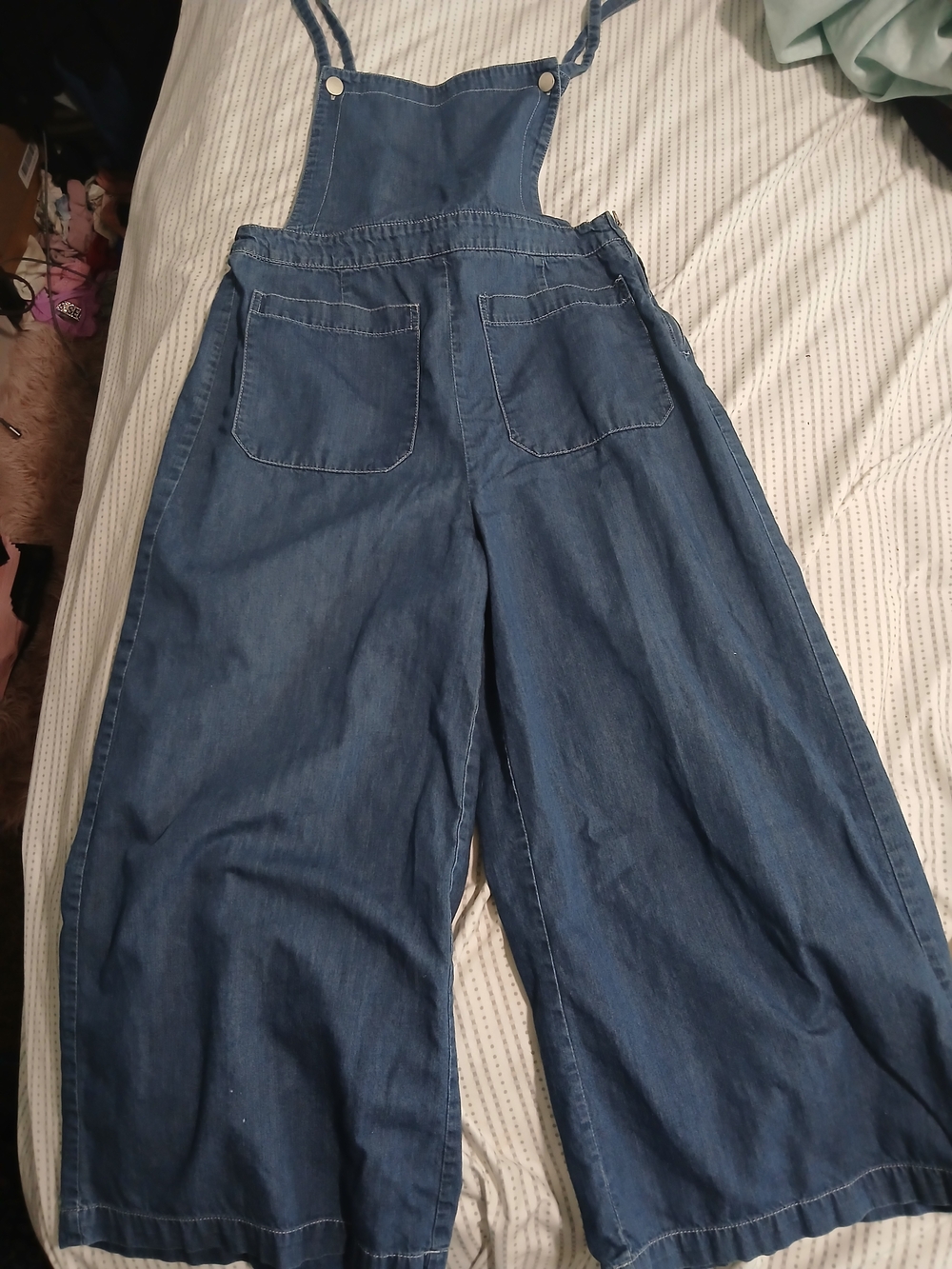 Denim Wide-Leg Overalls